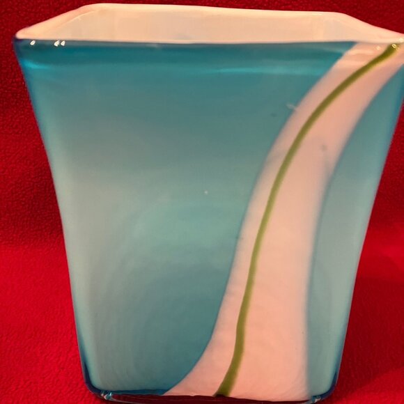 Fused Glass Turquoise Rectangular Plant Holder - Picture 7 of 8